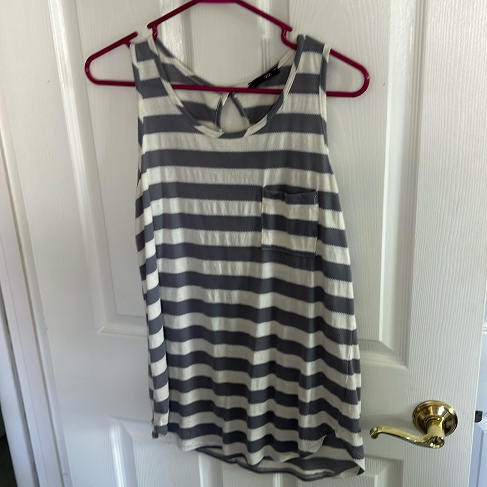 Purple and white striped tank